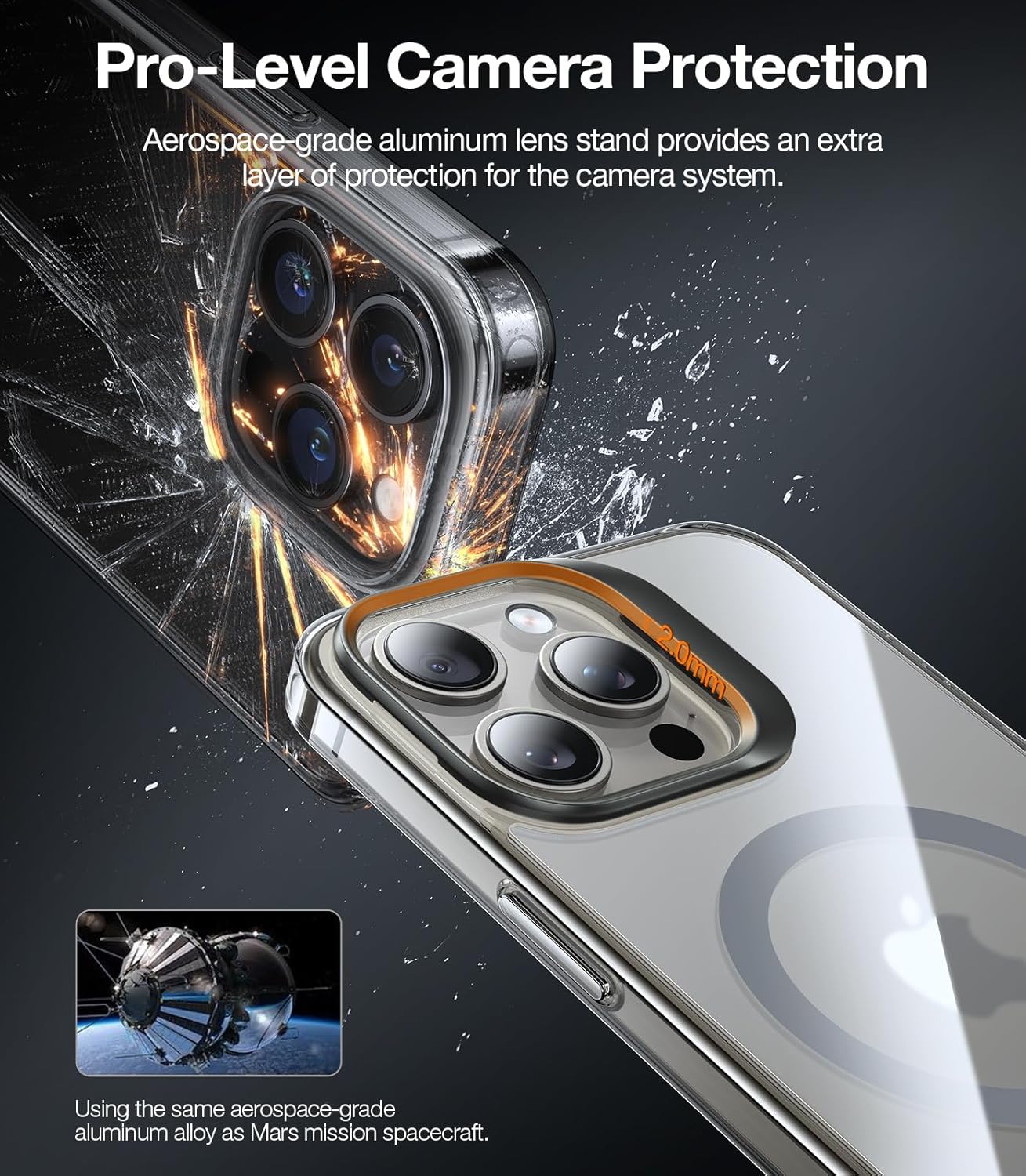 TORRAS Magnetic for iPhone 15 Pro Max Case [Anti-Yellowing][Compatible with MagSafe][Military-Grade Protection][Built-in Invisible Stand] Slim Hard Back Soft Edge, Clear Grey