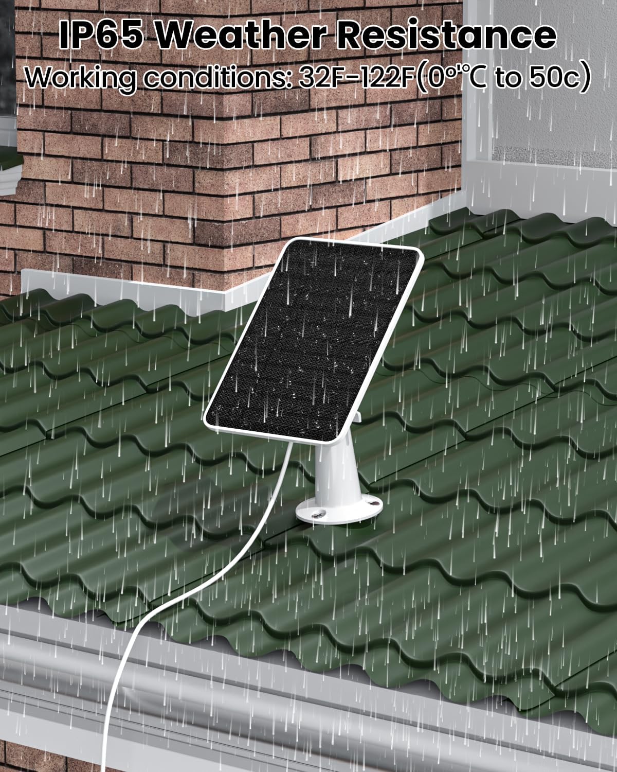 5W Solar Panel Charger Compatible with Arlo Essential 2K Outdoor Camera(2nd Gen)/Essential Outdoor XL(2nd Gen)/Essential Spotlight, IP65 Waterproof 10ft USB-C & Micro USB Cable & Wall Mount, 2 Pack