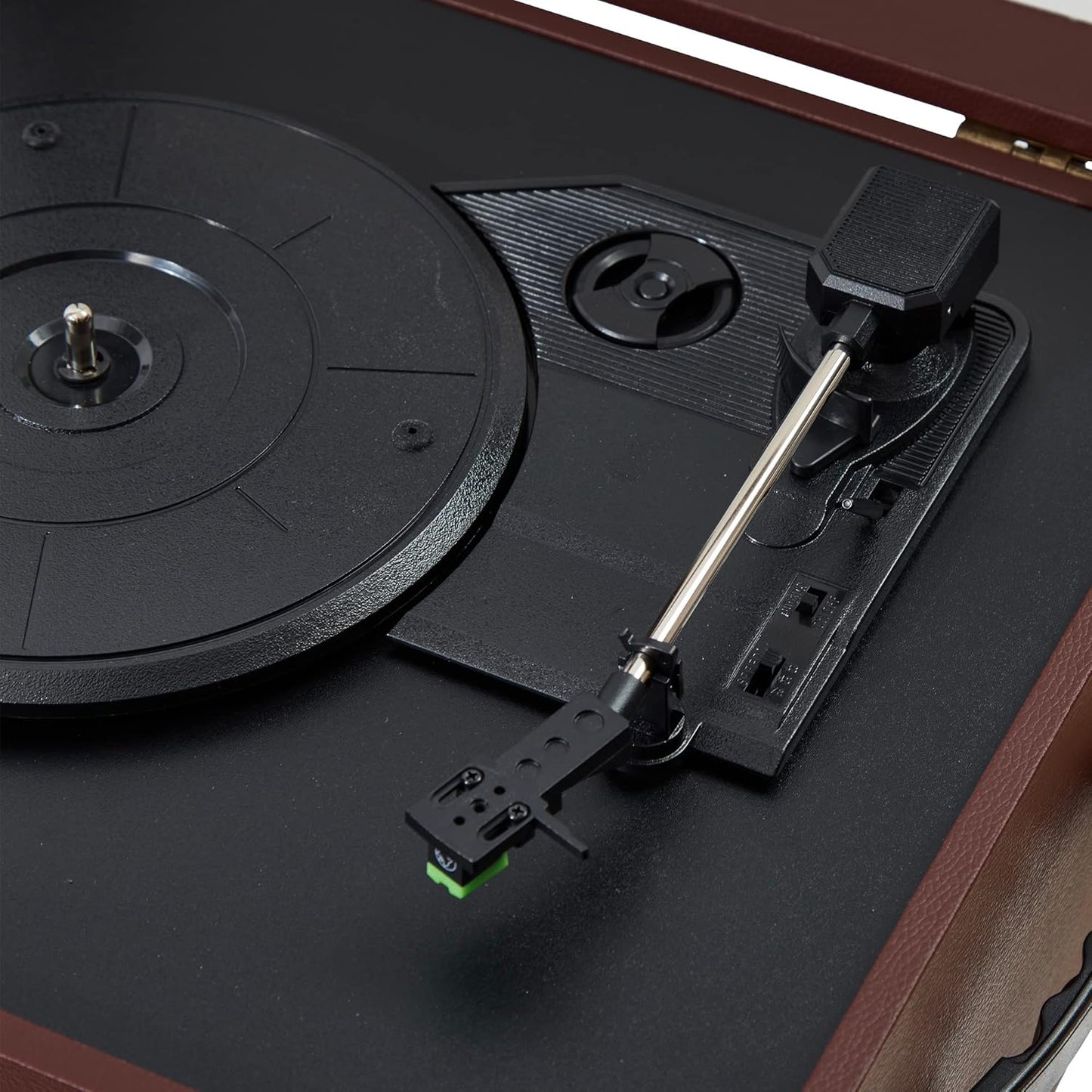 Arkrocket Discovery II 3-Speed Bluetooth Record Player Retro Console Turntable with Built-in Speakers and Removable Legs (Brown)