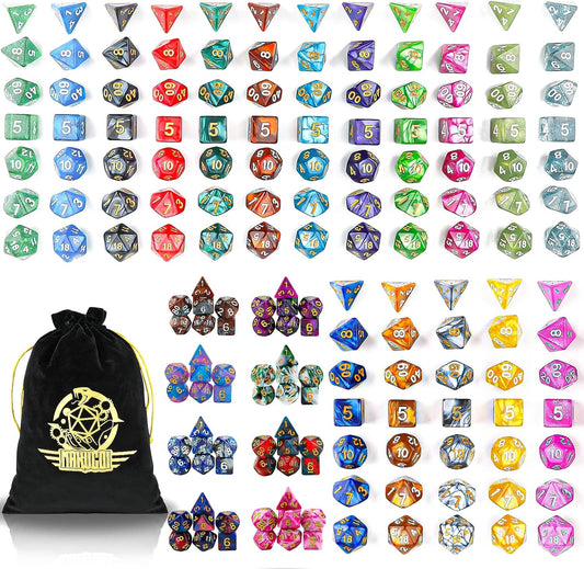 DND Dice Set, 25 X 7 Polyhedral Dice for Dungeons and Dragons DND RPG MTG Table Game with 1 Large Flannel Bag 175 Pieces