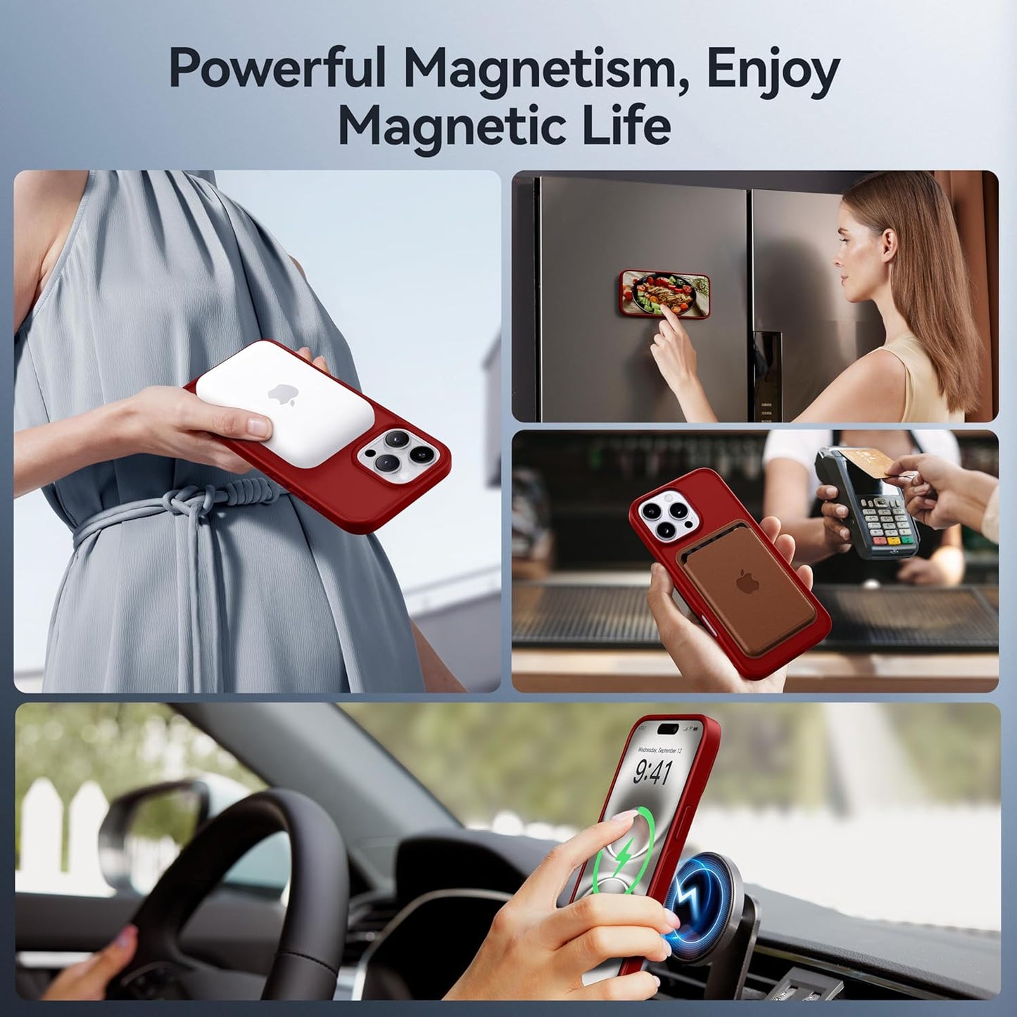 CASEKOO Designed for iPhone 16 Pro Max Case with Magnetic Invisible Stand [Military Drop Protection] [Compatible with MagSafe] Shockproof Slim Translucent Matte Promax Case 6.9 Inch, Red