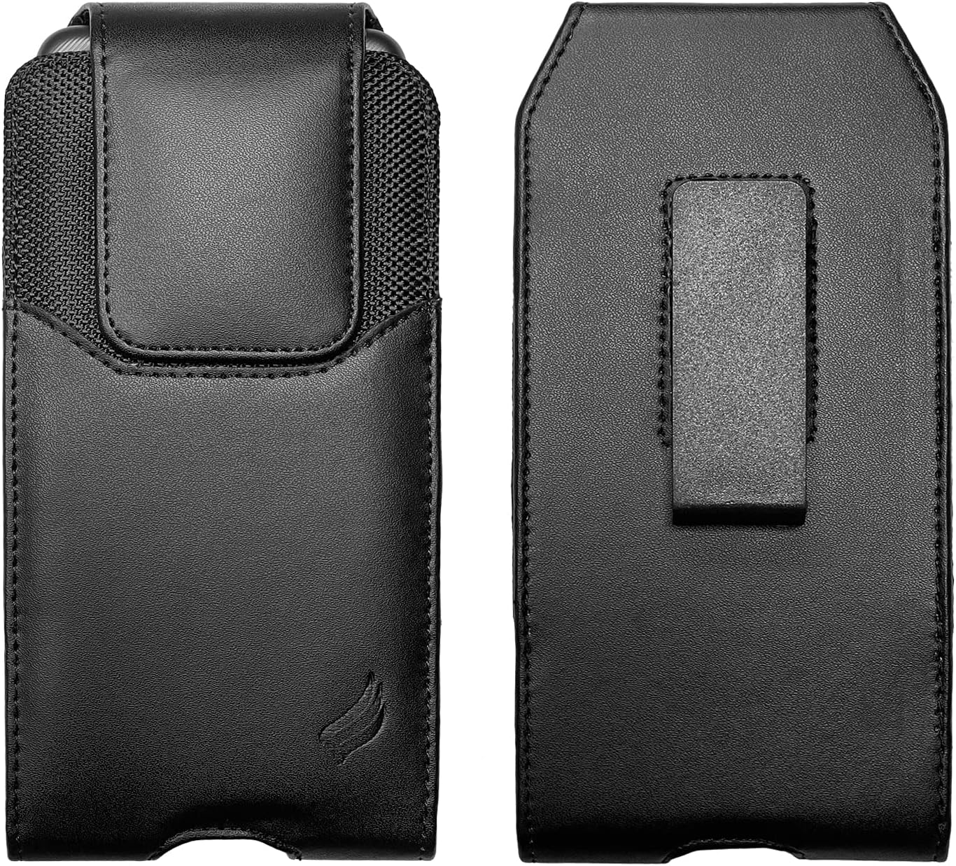 Leather Cellphone Holster for iPhone 12/13/14/15 Pro Max/Plus, Samsung Galaxy A04S A13 A14 A15 S22 S23 S24 Plus, TCL 40 XE XL - Vertical Case Waist Carrying Pouch with Belt Clip/Loops, Black