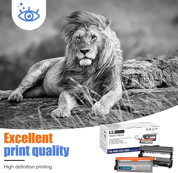 2-Pack TN660 DR630 Black Toner Cartridge and Drum Unit, Replacement for Brother HL-L2300D L2305W L2315DW L2320D L2340DW L2380DW MFC-L2680W L2700DW L2705DW L2720DW L2740DW DCP-L2520DW L2540DW Printer