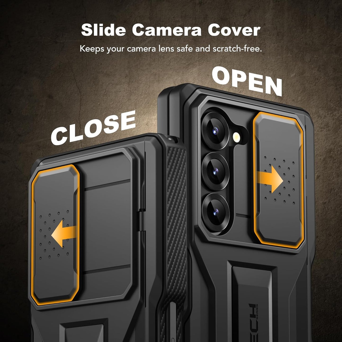 TONGATE for Z Fold 6 Case, [with S Pen Slot & Hinge Protection] [Tempered Glass Screen Protector] Full-Body Military Drop Phone Case for Samsung Galaxy Z Fold 6 with Stand & Belt Clip, Titanium Black