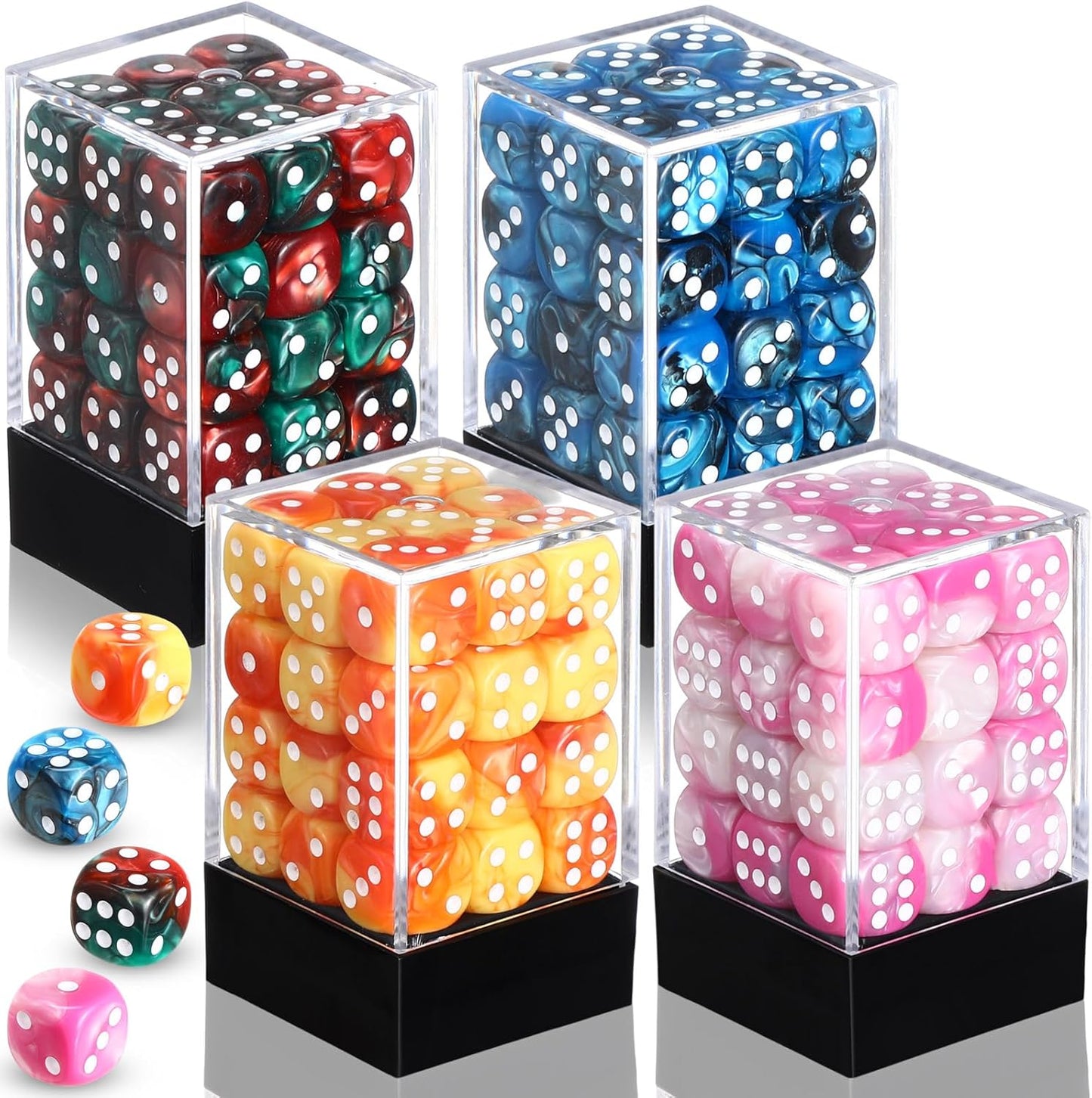 144 Pieces 12mm 6 Sided Mini Dice Set for School Classroom Table Games D6 Game Standard Dice with Portable Plastic Box for Teaching Math Learning