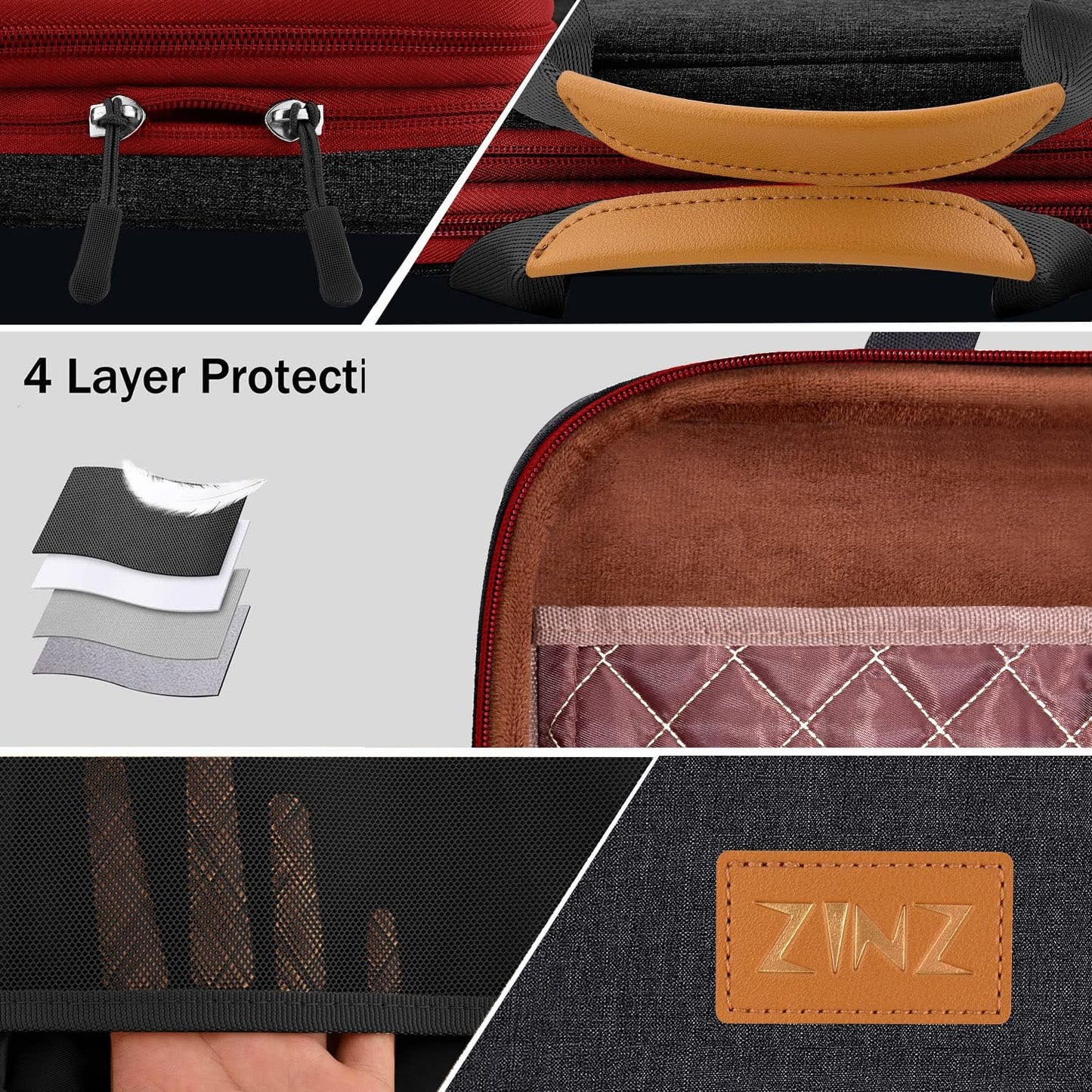 ZINZ Laptop Case Computer Sleeve Briefcase with Multi-pockets for 11.6 12.9 13 13.3 14 15 15.6 16 inch Notebooks