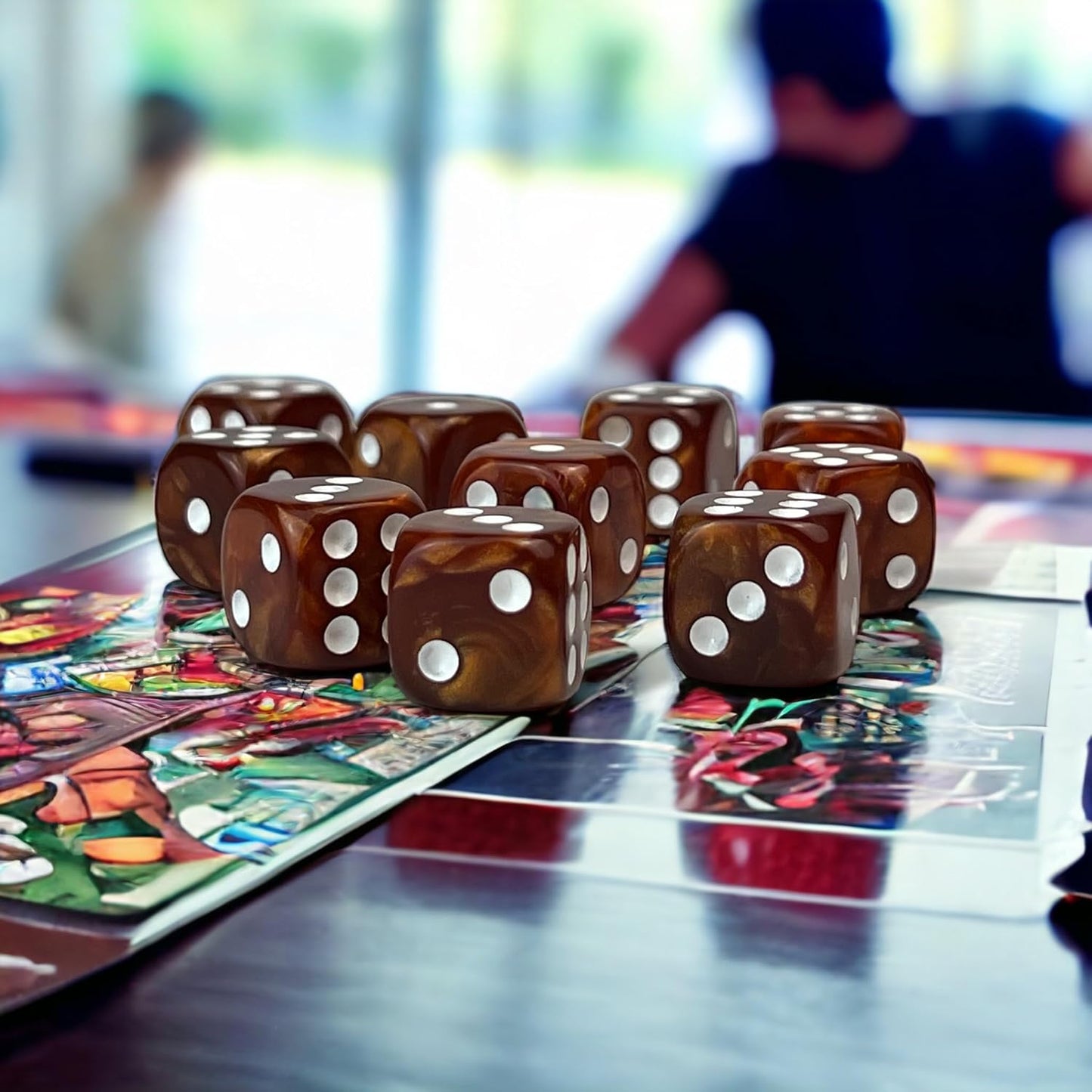 Luck Lab 10 Piece D6 Dice Pack - Acrylic Dice for RPG MTG DND Dice Table Games and Board Games (Brown Pearl)