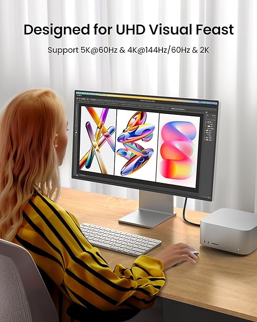 Silkland USB C 3.2 Gen 2x2 Cable, 20Gbps USB C High Speed Data Transfer, 5K/4K 60Hz USBC Monitor Cord, 240W PD Fast Charging, Type C 3.1 Cable Compatible for SSD, Hub, Dock, eGPU, 1.6FT