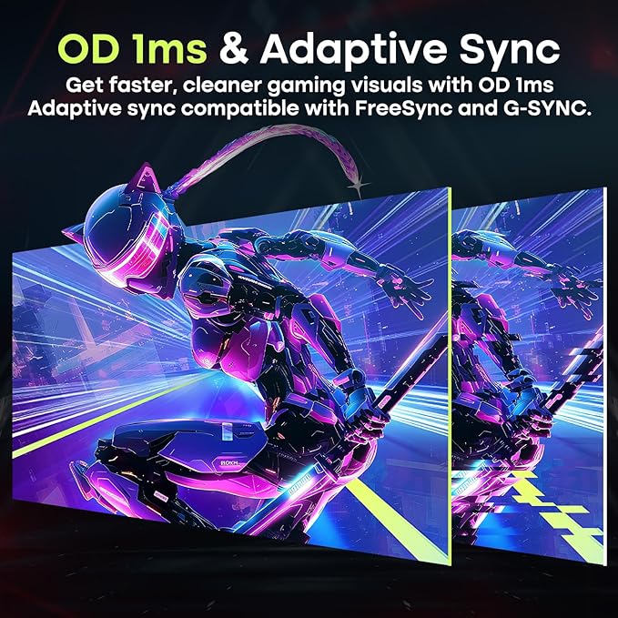 Amzfast 27 Inch 200Hz Gaming Monitor, WQHD 2k 2560 x 1440p Monitor, Built-in Speakers, 1ms G-SYNC Compatible, HDR400,132% sRGB, VESA 100x100 Fast IPS Monitor with HDMI 2.0 x 2 & DP 1.4 x 2, AMZG27F5Q