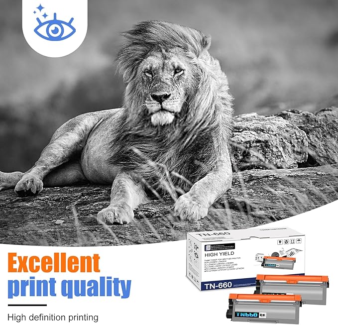 2-Pack tn660 tn 660 Toner Cartridge, Replacement for Brother tn660 tn-660 for HL-L2380DW L2300D L2305W L2315DW L2320D L2360DW MFC-L2740DW L2680W L2700DW L2705DW L2720DW DCP-L2520DW Printer