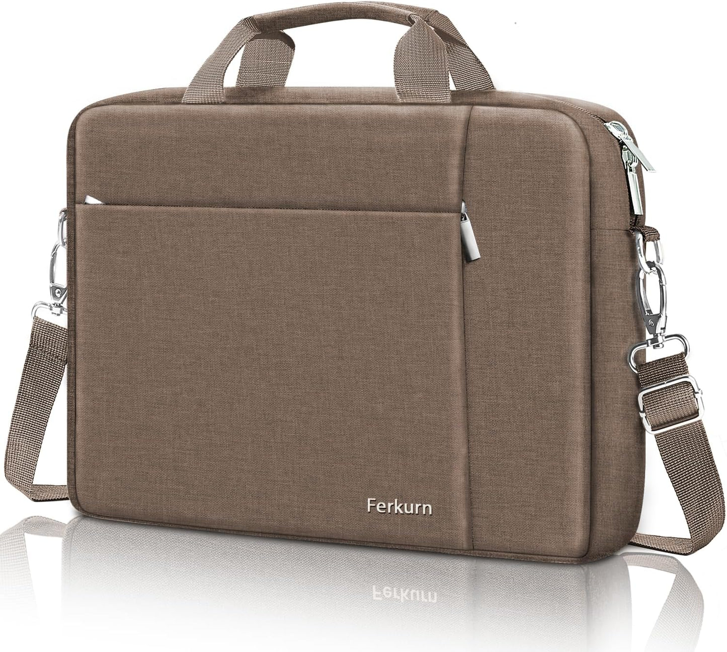 Ferkurn Laptop Bag Case for Women Men Computer Bag Compatible with HP Envy Pavilion Omen/LG Gram/MSI/Dell Inspiron XPS/Lenovo/Acer, Shoulder Strap Carrying Messenger Briefcase, Brown, 15.6 16 Inch