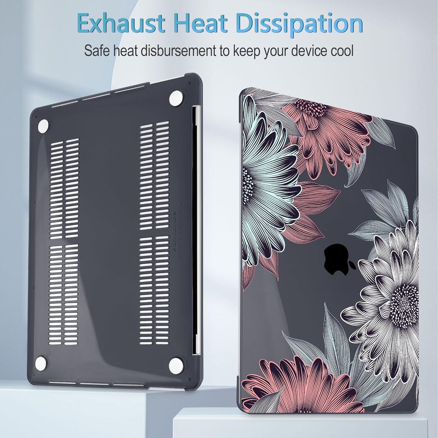 Mektron for MacBook Air 13 Case A1466/A1369 (2010-2017 Release), Snap-on Plastic Hard Shell Cover for MacBook Air 13.3 inch with Keyboard Cover,Blooming Chrysanthemums