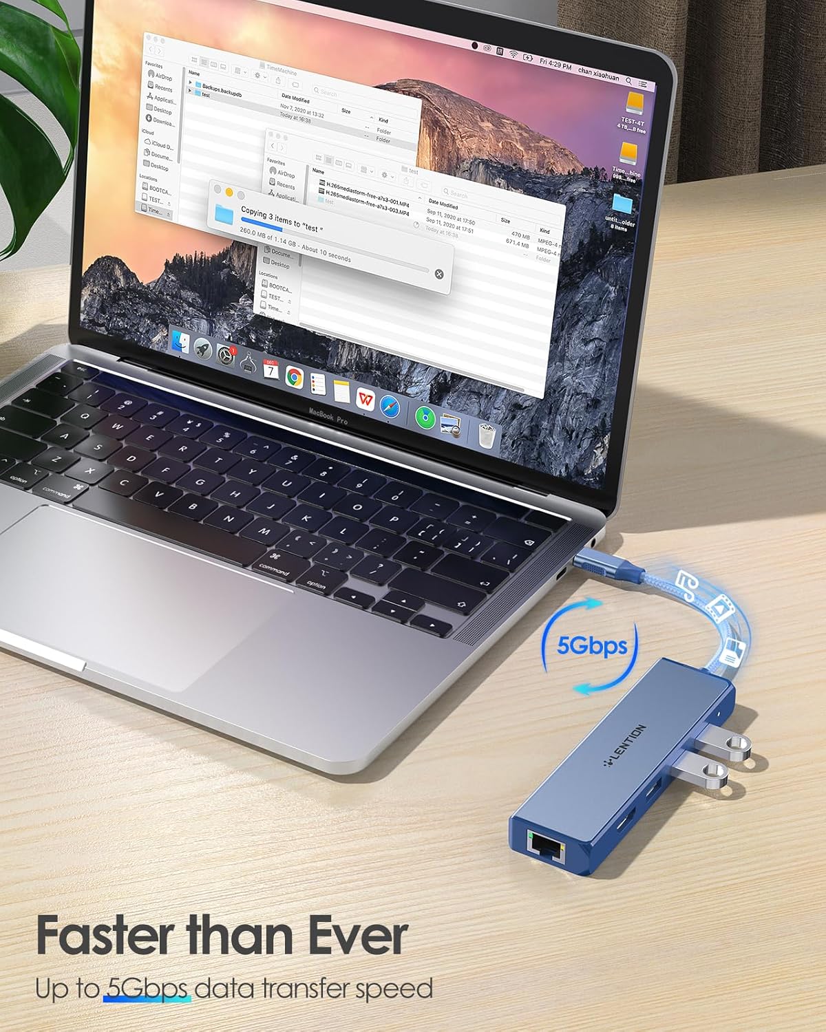 LENTION USB C Hub with Gigabit Ethernet Adapter, 4K HDMI, 3 USB 3.0 for 2023-2016 MacBook Pro 13/14/15/16, New Mac Air & Surface, Chromebook, More, Stable Driver Certified (CB-C25, Blue)