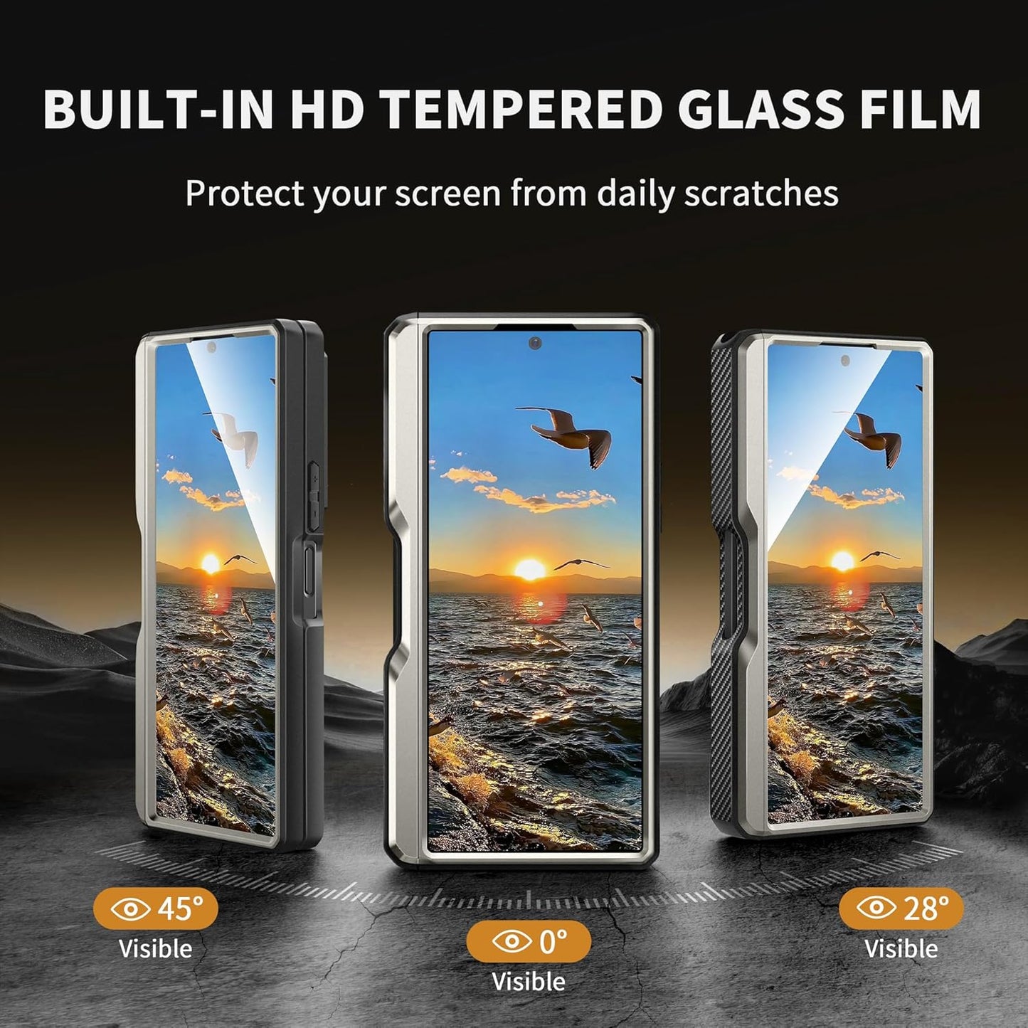 TONGATE for Z Fold 5 Case with Ring Stand, Built-in S Pen Holder & Glass Screen Protector Shockproof Rugged Z5 Phone Case with Slide Camera Cover & Belt Clip for Samsung Galaxy Z Fold 5 2023, Gray