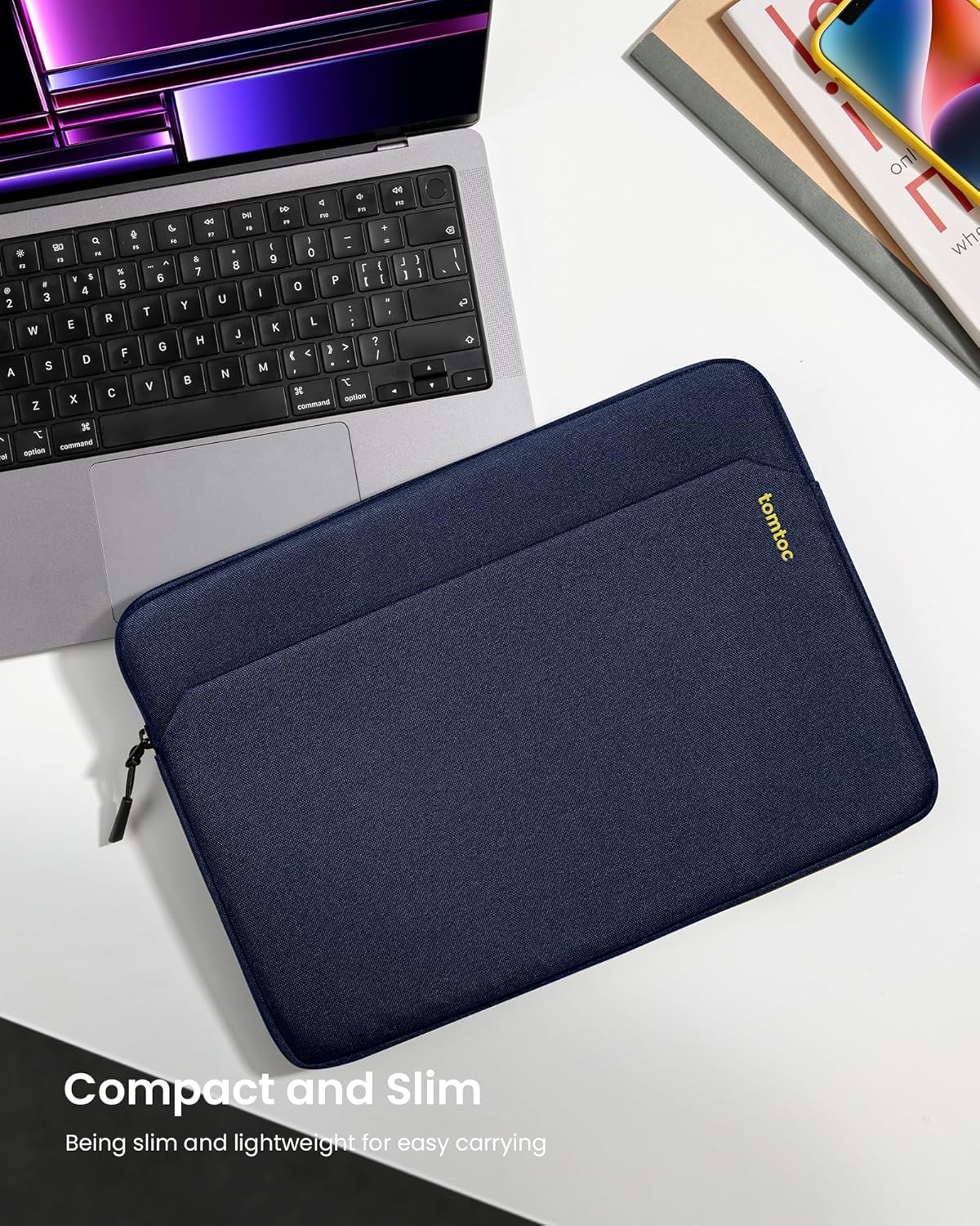 tomtoc Slim Laptop Sleeve for 15-inch 2025 New MacBook Air M4/A3241, M3/A3114, M2/A2941, 15 Inch Microsoft Surface Laptop AI PC/6/5, Dell XPS 15 Plus, Recycled Water-Resistant Protective Case Bag