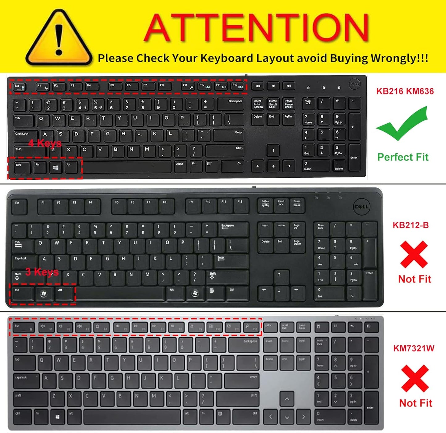 Dell Keyboard Cover & Skin for Wired KB216 & Wireless KM636, Inspiron AIO 3475/3670/3477 - Ombre Pink