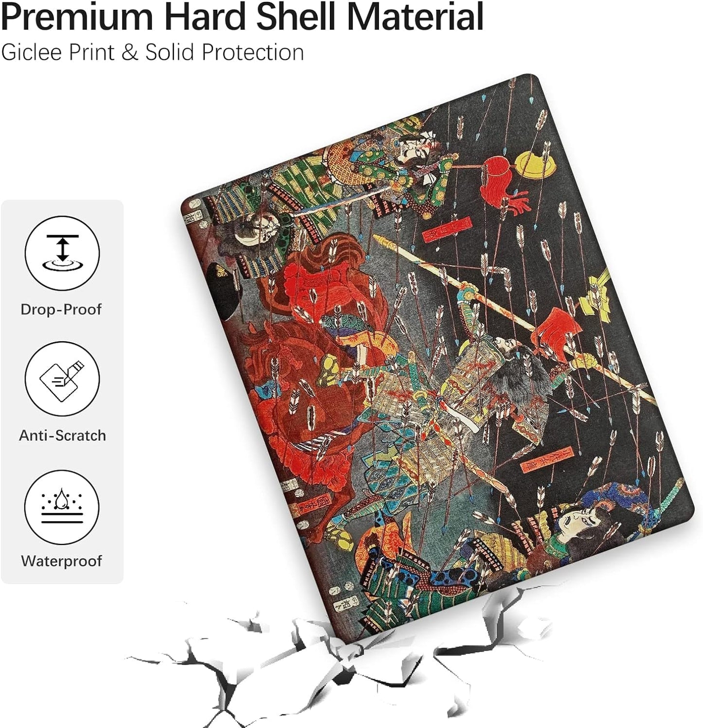 Berkin Arts Compatible with MacBook Air 13 inch Cover, 2022-2018 Release A2179/A2337 M1 with Touch ID with Keyboard Cover & Screen Protector Ukiyo-e (The Kusunoki's Final Attack by Kuniyoshi)