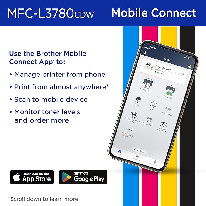 Brother MFC-L3780CDW Wireless Digital Color All-in-One Printer with Laser Quality Output, Single Pass Duplex Copy & Scan | Includes 2 Month Refresh Subscription Trial, Works with Alexa