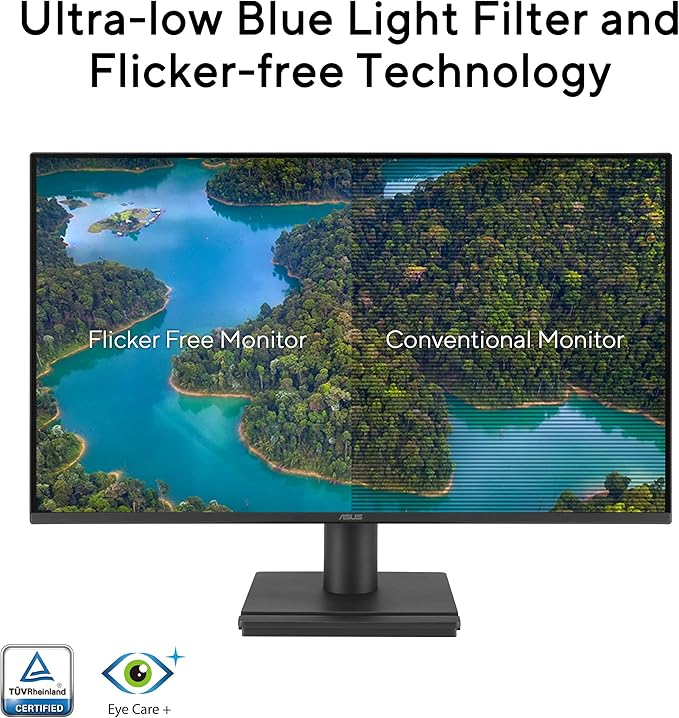 ASUS 24” (23.8-inch viewable) 1080P VA249HG Eye Care Monitor – IPS, Full HD, 99% sRGB, Frameless, 120Hz, Adaptive-Sync, 1ms, HDMI, VGA, Low Blue Light, Flicker Free, Wall Mountable, 3 yr Warranty