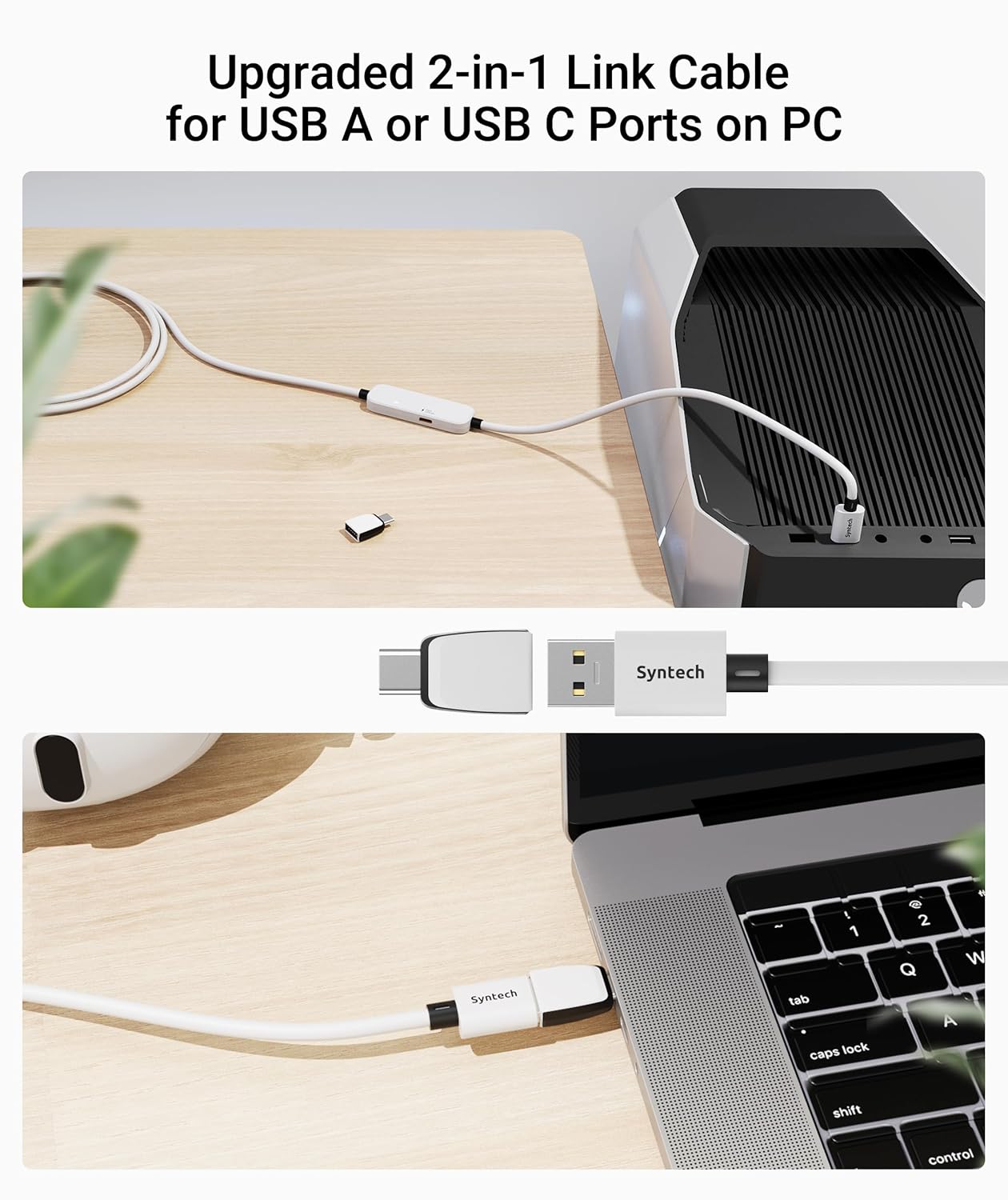 Syntech Link Cable with Charging 20FT Compatible with Oculus/Meta Quest 3S/3 Accessories, Quest2/Pro, Pico4, Next-Gen VR Cable with USB 3.0 A to C Adapter for SteamVR, Charge & Link Simultaneously