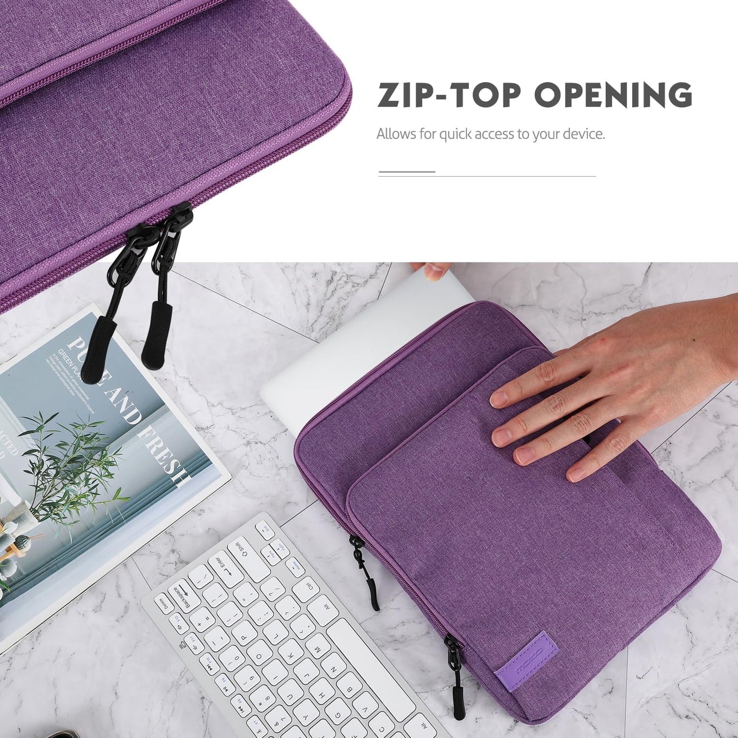 MoKo Laptop Sleeve Bag for 13.3-14 Inch, Notebook Carrying Case with Pocket Fits New MacBook Pro M3/M2 14" /13" M2/M1 Pro/M1 Max 14.2 2023-2021/Air 13.6" M2 2022, Surface Pro 9/8 13", Purple