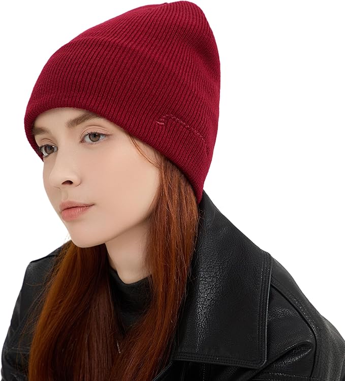 Bluetooth Beanie, Bluetooth 5.2 Wool Hat HD Stereo,30 Hours Play time,Built-in Microphone, Men's/Women's Christmas Electronic Gift (Red) …