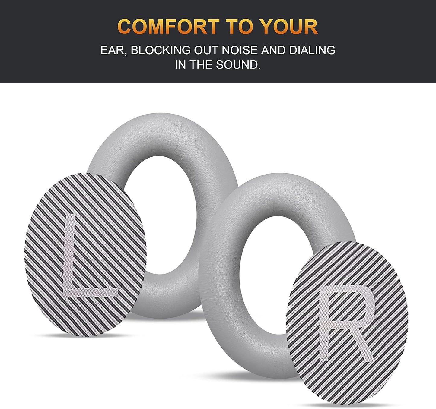 BINGLE Upgraded QC35 Replacement Ear Pads for Bose & Sound Insulation Bose QC35 ii Replacement Ear Pads, Added Thickness QC35 Replacement Headphone Pads with Soft Leather, Memory Foam Gray