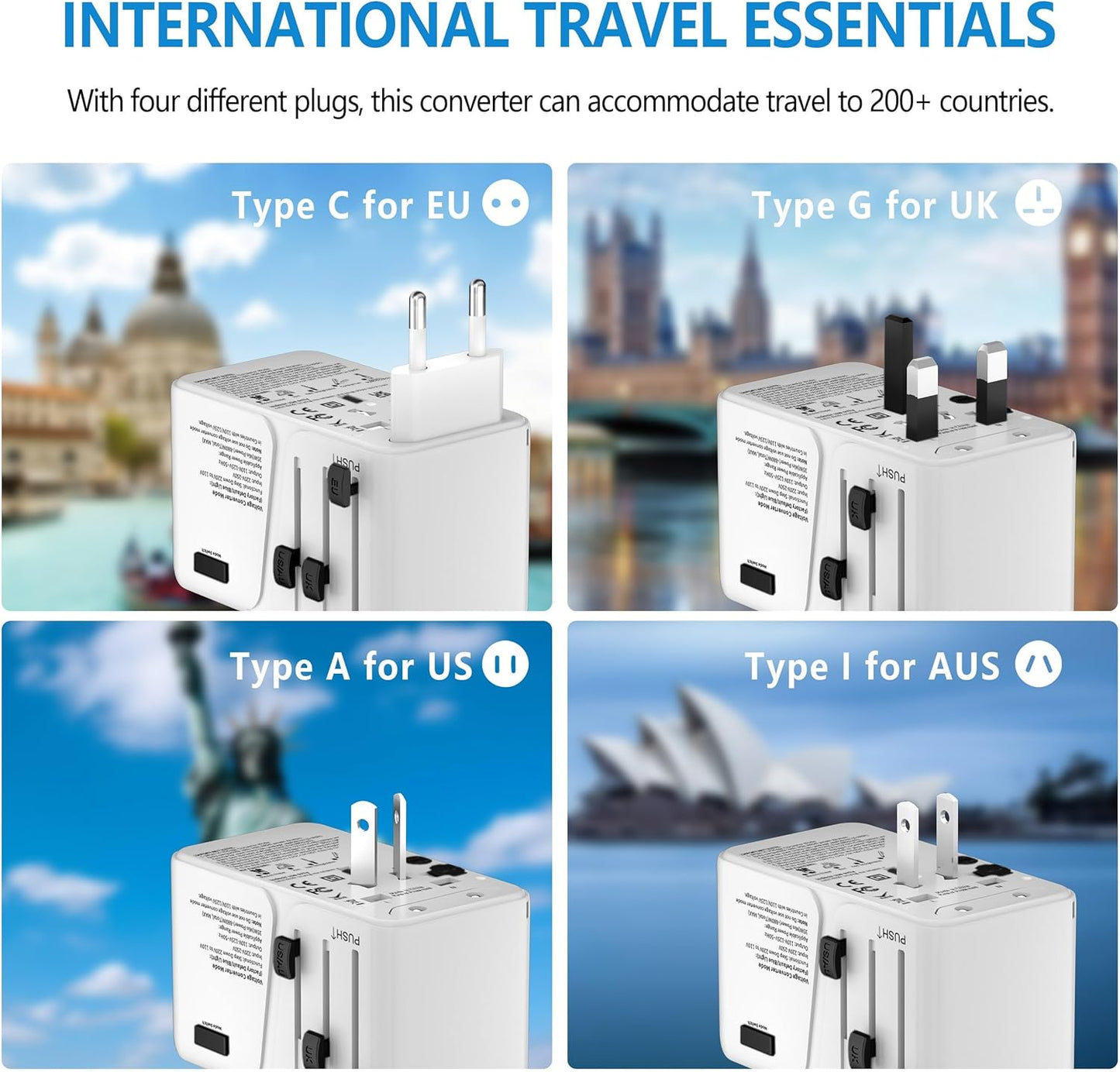 Travelconverter Adapter Voltage Converter That Steps Down 230 Volts to 120 Volts for use in Over 200 Countries,Including The U.S., U.K., Europe, and Australia(White)