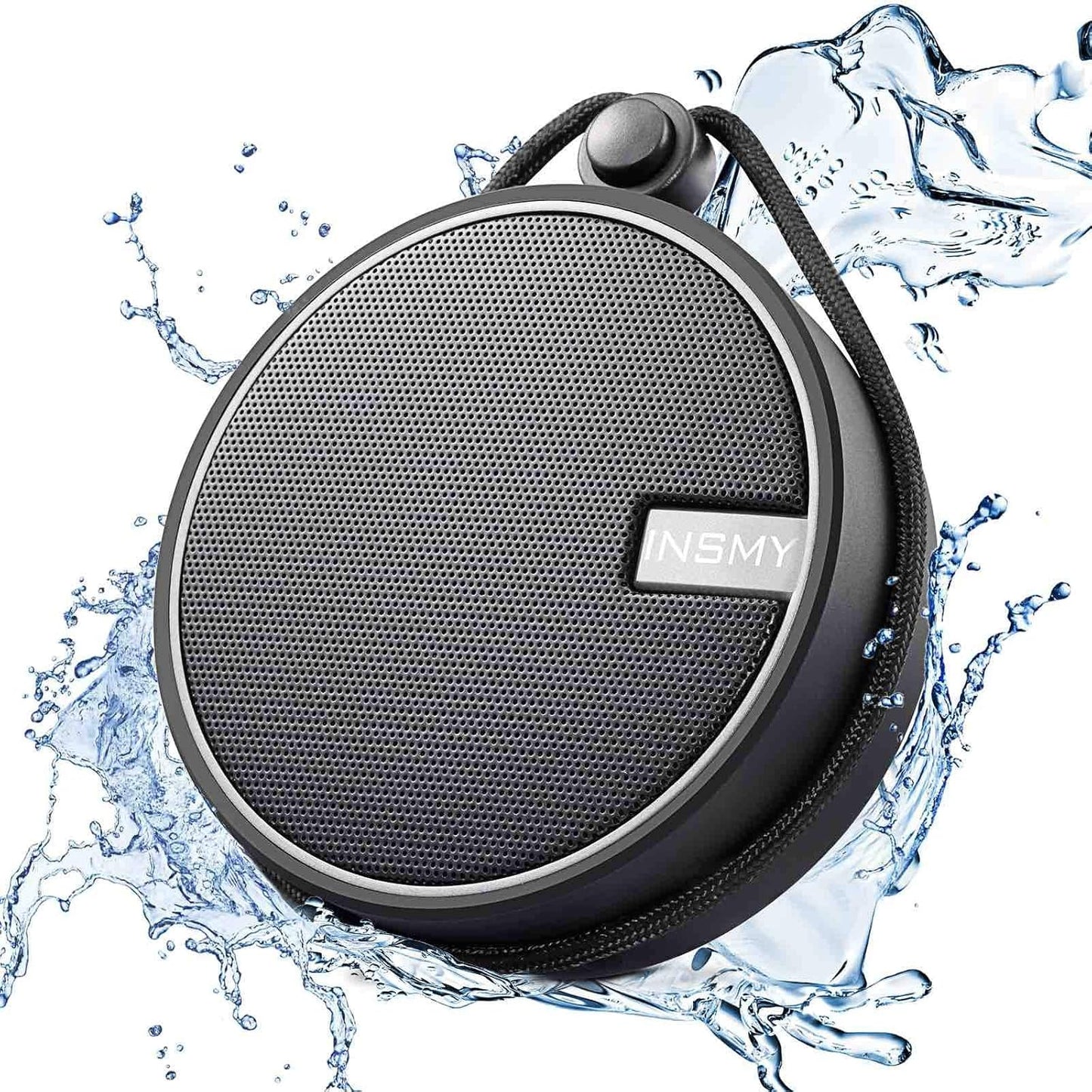 INSMY C12 IPX7 Waterproof Shower Bluetooth Speaker, Portable Small Speaker, Speakers Bluetooth Wireless Loud Clear Sound Support TF Card Suction Cup for Kayak Canoe Beach Gift (Black)