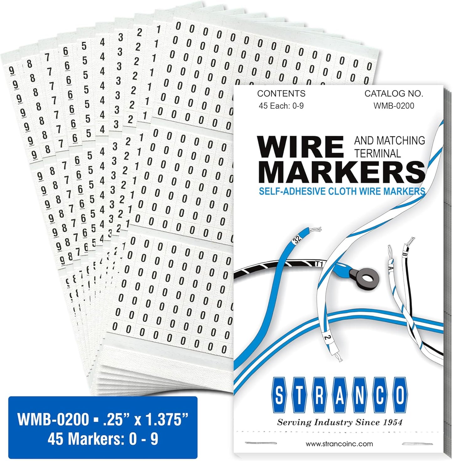 Premium Wire Marker Book for Cable Management, Vinyl-Coated, High-Tack Adhesive, Electric Panel Wire Label Stickers - 10 Pages, 1 Book, Numbered 0-9 (Pack of 1)