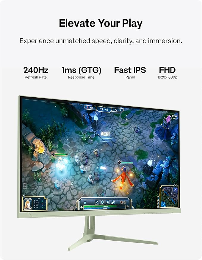 Pixio PX279 Wave Mint Green 27 inch 240Hz Refresh Rate FHD 1080p Resolution Fast IPS Panel 1ms GTG Resonse Time Gaming Monitor with Adaptive Sync