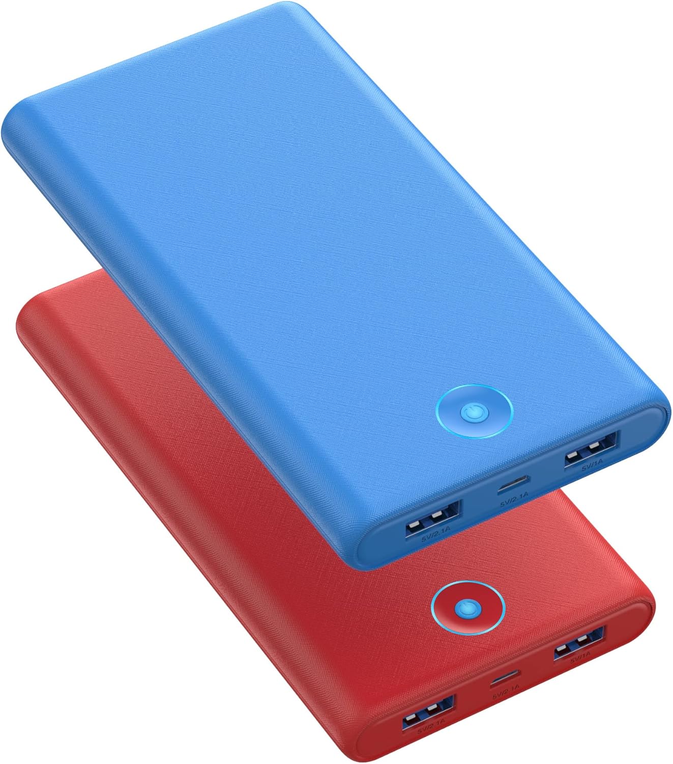 [2 Pack] Portable Charger Power Bank 20000mAh,Ultra Slim Portable Phone Charger with Dual USB Outputs,Backup Charging External Battery Pack Compatible with iPhone 15/14/13/12/11,Android etc-Red+Blue