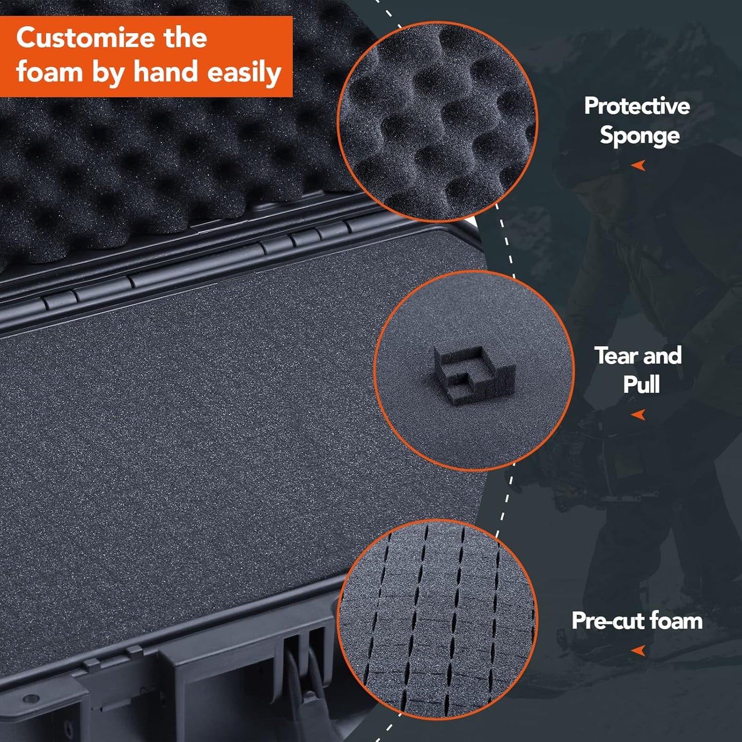 Lykus HC-3310 Waterproof Hard Case with Customizable Foam Insert, Interior Size 12.99x8.27x5.31 in, Suitable for pistol,camera,lens,drone,mic,flashlight,telescope,action cam,electronics,tools,and more