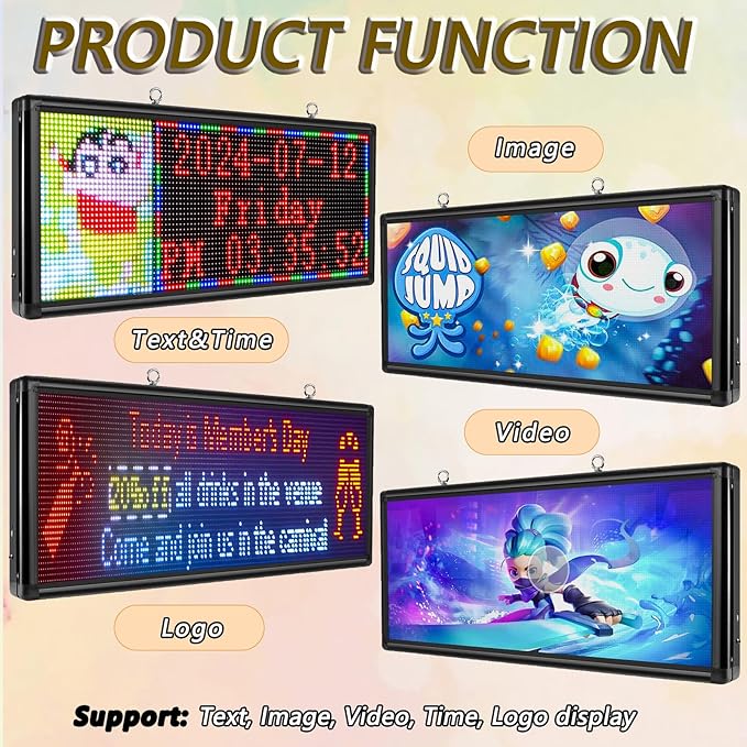 P6 Outdoor LED Scrolling Sign 40x18 inch - WiFi and USB Programmable LED Sign Advertising Display with HD Scrolling Text, Images & Video for Business