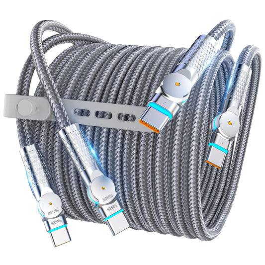 USB C to USB C Cable10ft,240W 2-Pack Braided 180°Rotating Type C Charging CableFast Charge for iPhone 16/16Pro/16Plus/16ProMax,MacBook Air,iPad Pro,Pixel,Samsung Galaxy S23/S24 Ultra-Light Grey