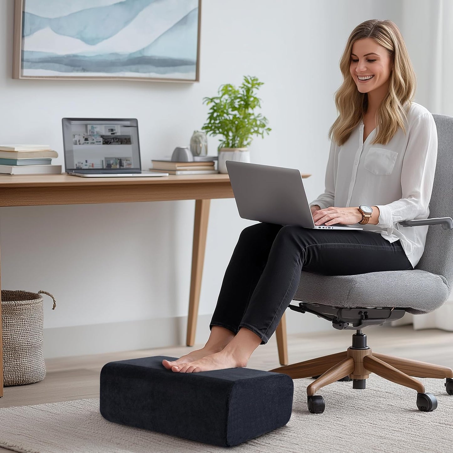 Ganondorf Foot Rest for Under Desk at Work Adjustable Foot Rest Under Desk Ergonomic Foot Stools for Under Office Desk Leg Pillow for Underdesk Footrest with Washable Cover, Black