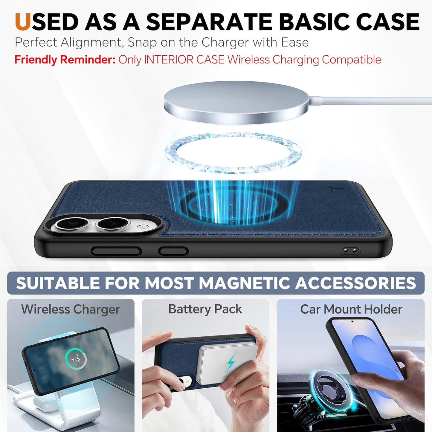 TUCCH Case Wallet for Galaxy S25 Edge, [Detachable] 2 in 1 Magnetic PU Leather Wrist Strap RFID Blocking Wireless Charging 4 Card Slot Stand Removable Shockproof Cover for Galaxy S25 Edge, Dark Blue