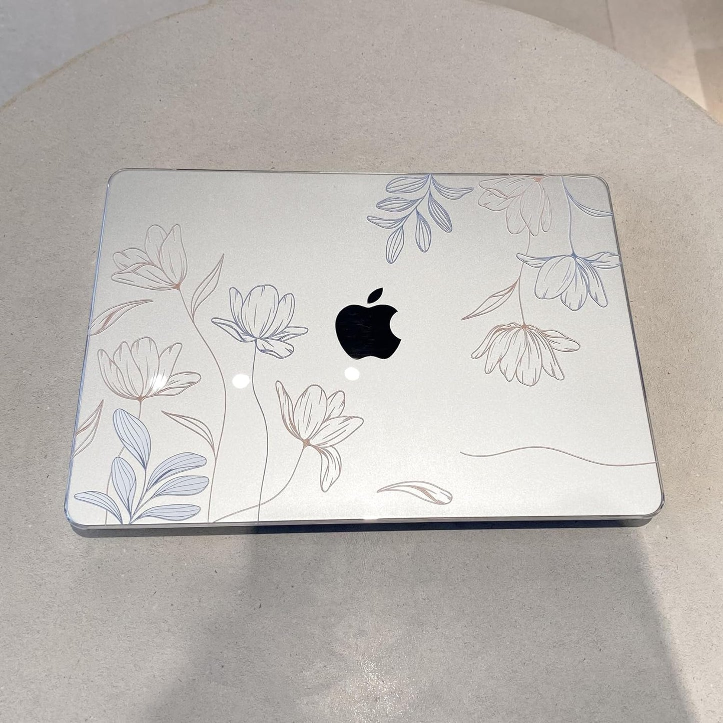 MEEgoodo for M4/M3/M2 MacBook Air 15.3 inch Case 2025 2024 2023, Case Fit Model (A3241/A3114/A2941) for MacBook Air 15 inch, Laptop Hard Shell with Keyboard Cover, Engraving Floral