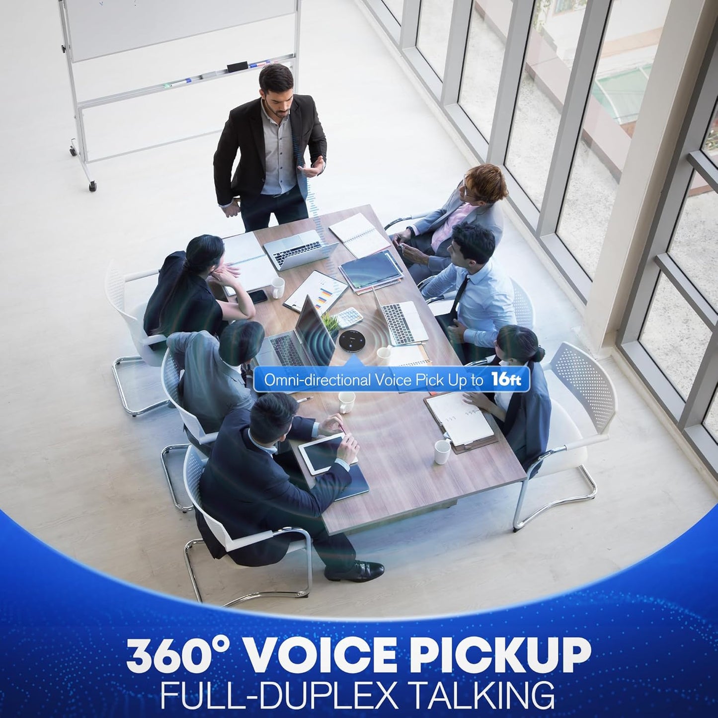 M4 Pro Speakerphone, Conference Microphone with Directional Voice Pickup, Enhanced Voice Pickup, AI Transcription, AI Noise Reduction, USB C, Bluetooth Speakerphone for Personal Workspaces