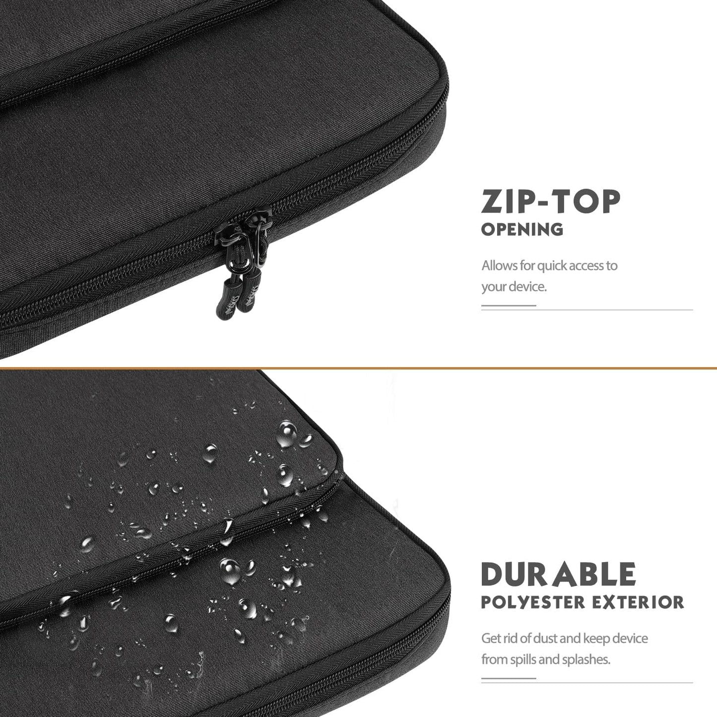 MoKo 12.9 Inch Tablet Sleeve Bag Carrying Case with Pockets Fits 13 Inch New iPad Pro M4 & Air M2 2024, iPad Pro 12.9 M2&M1, Surface Laptop Go 12.4", Galaxy Tab S8+/S9+ 12.4", Black & Gray