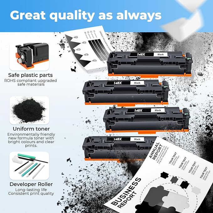 148X Toner Cartridges Black for HP 148X 148A W1480X W1480A Printer Laser Jet Pro 4001n 4101fdw Toner Cartridge Laser Jet Pro MFP 4001n 4101fdw 4001dn 4001dw 4101fdn 4101dw HP148X HP148 Toner 2 Pack