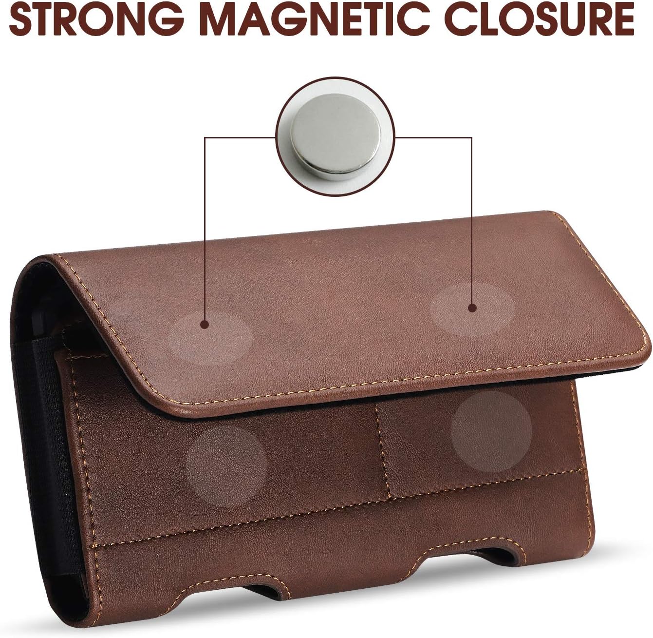 BECPLT for iPhone 17 Pro Max 16/15/14/13/12/11 Plus Holster Case Belt Clip Case Leather Holster Pouch with Card Holder for Galaxy S25+ S24/S23/S22/S21 Plus Brown