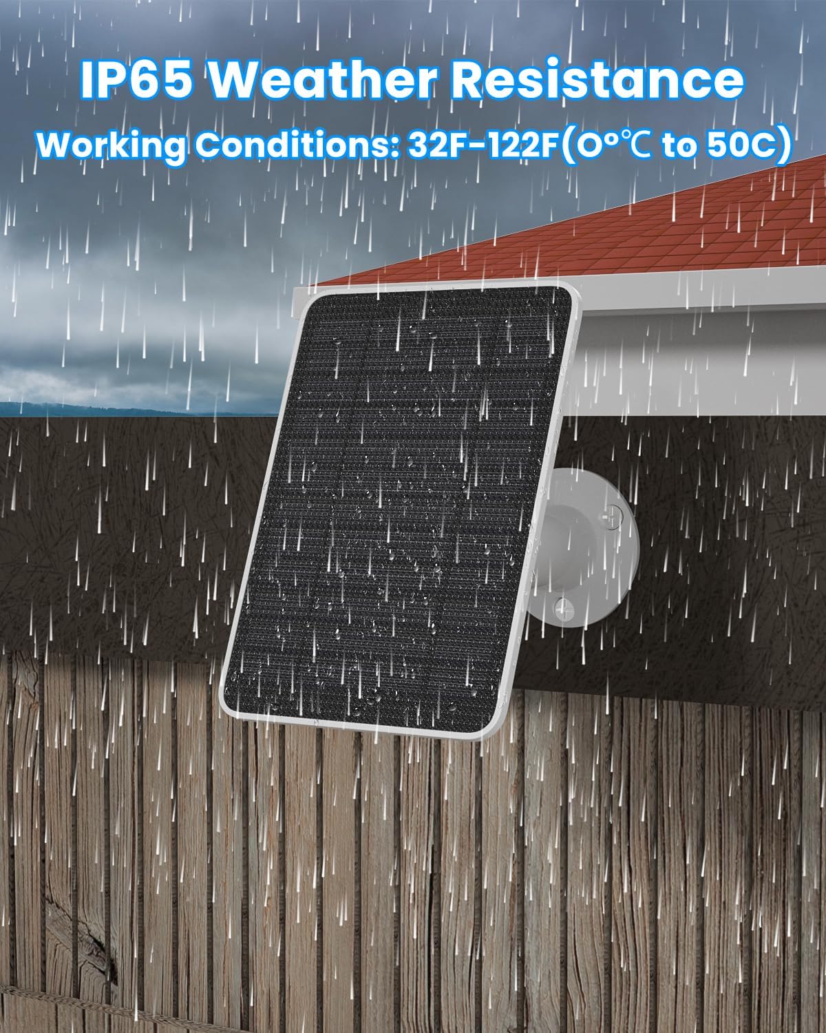 Solar Panel Charger Compatible with Arlo Essential 2K Outdoor(2nd Gen)/Essential XL Camera(2nd Gen)/Essential Spotlight, 5W Solar Panel with IP65 Waterproof 10ft Micro USB-C Cable & Wall Mount, 3 Pack
