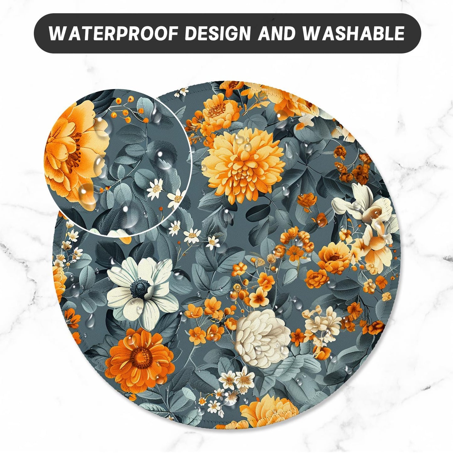 ITNRSIIET Round Mouse Pad with Stitched Edge Premium-Textured Waterproof Non-Slip Rubber Base Desktop Protection Mat Diameter 8.7 inches, Beautiful Flowers