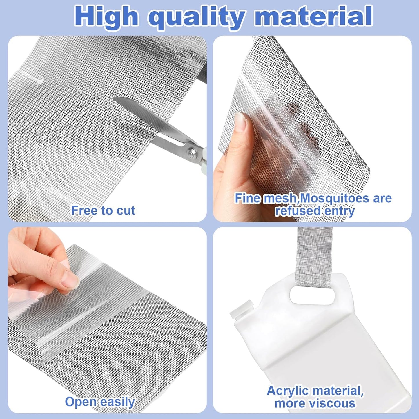 Extra Wide 10 inch x 20 ft Window Screen Tape Mesh Repair Strong Adhesive Waterproof Fiberglass Screen Repair Kit Patch for Window Door Tears Holes(Black)