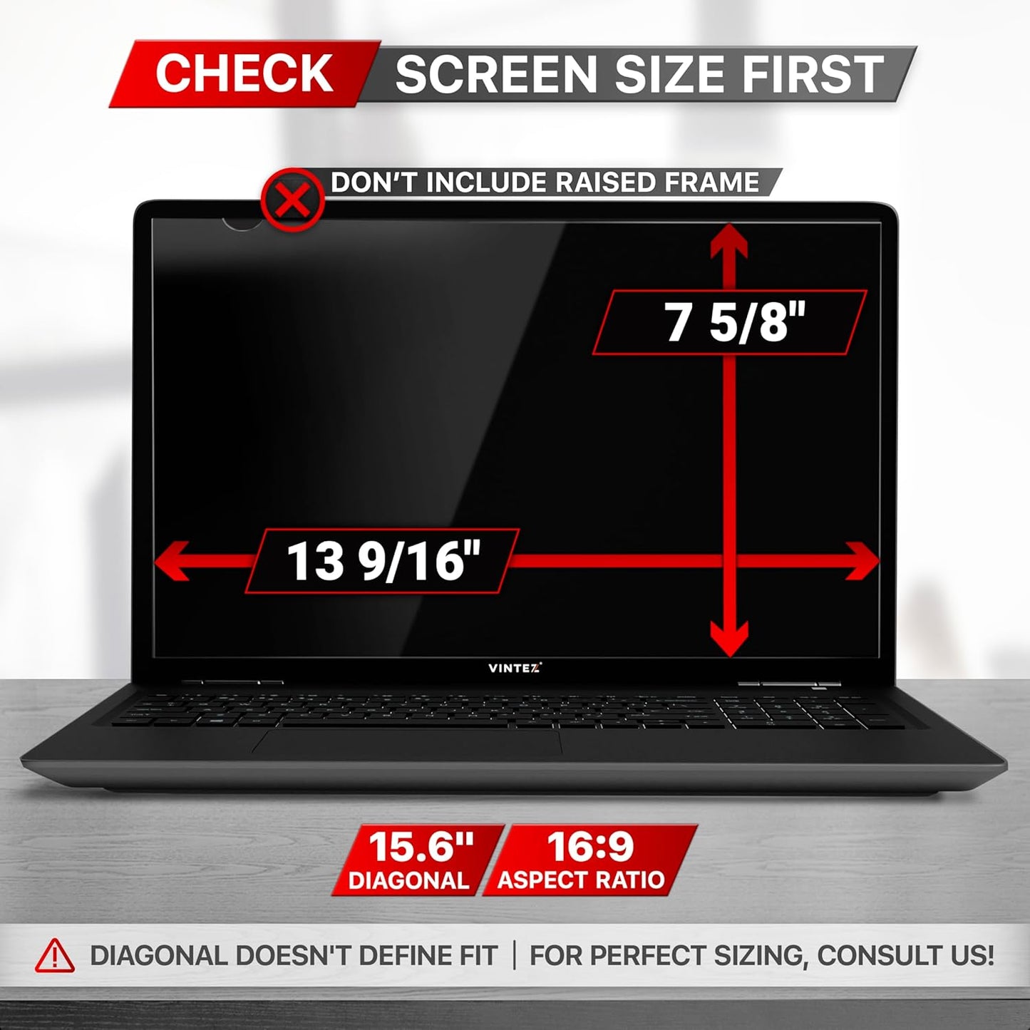 VINTEZ 15.6 Inch 16:9 Privacy Screen for Computer Monitor and Laptop - Anti Glare Protector Film Blue Light Filter Eye Protection - Computer Screen Privacy Shield, [1 Pack]