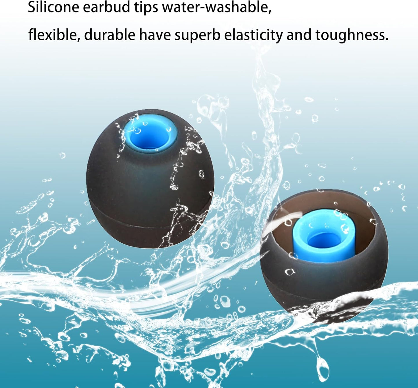 Silicone Earbud Tips - S M L, Fit Most In-Ear Earbuds (Inner Hole 3.8mm - 5.1mm), 9 Pairs