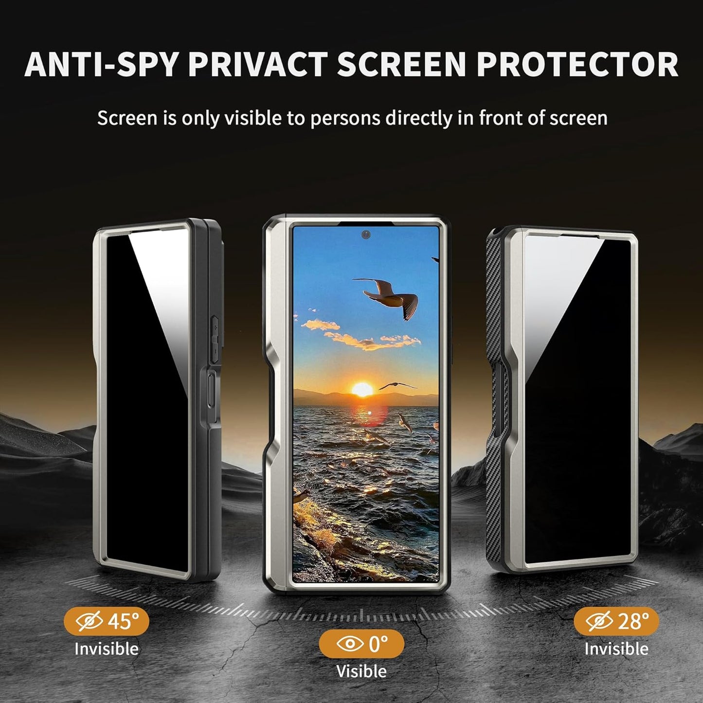 TONGATE for Z Fold 6 Case with Ring Stand, Built-in S Pen Holder & Glass Screen Protector Shockproof Rugged Z6 Phone Case with Camera Cover & Belt Clip for Samsung Galaxy Z Fold6 2024,Titanium Gray