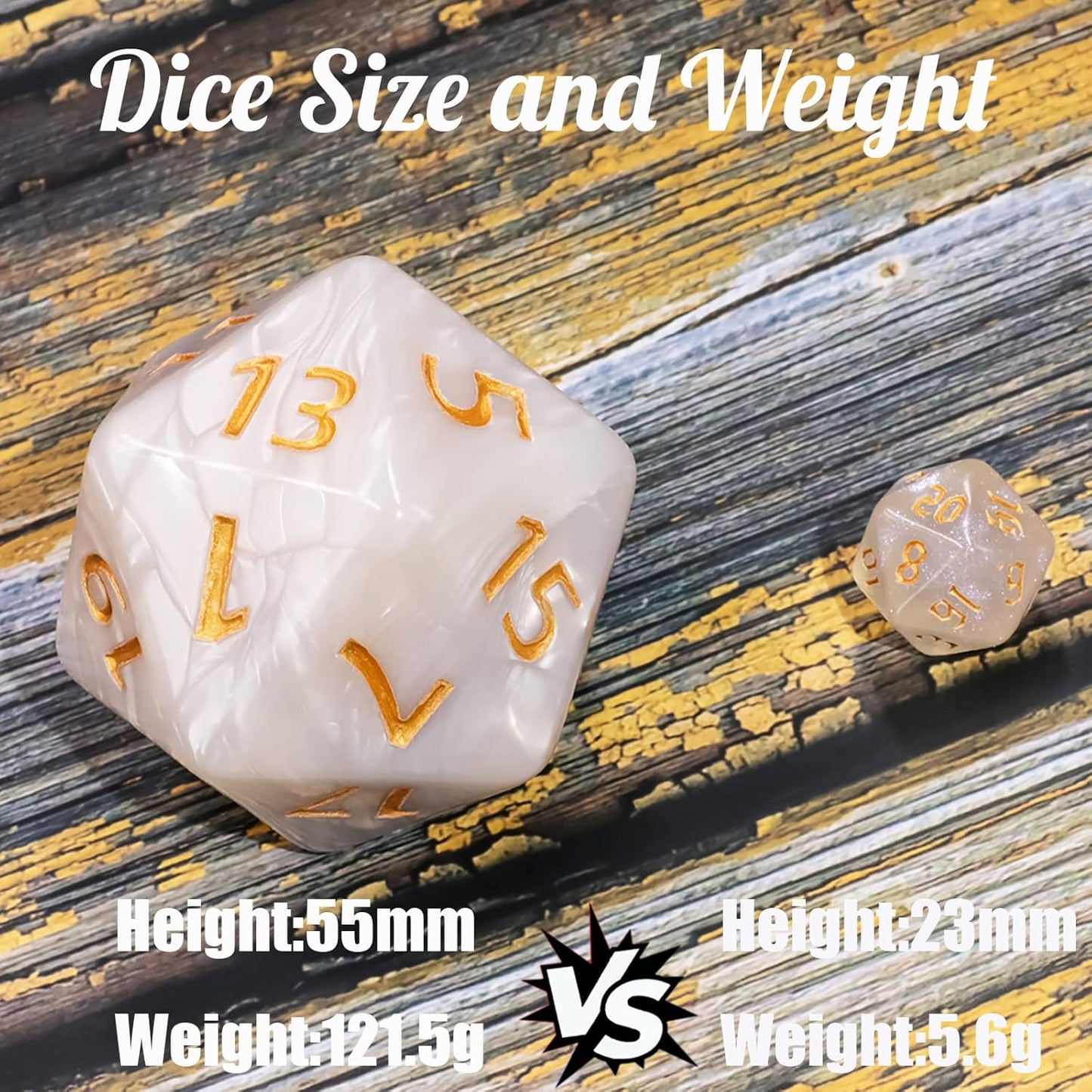 20 Sided DND Dice,D20 Giant Polyhedral Dice,55mm Titan Large Pearl Color D20 Dice,20 Sided Cube D&D Dice Set for Dungeons and Dragons, RPG, MTG Table Games(White Pearl)