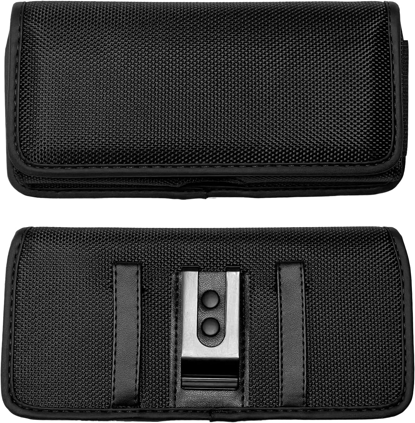Nylon Cellphone Holster for iPhone 12/13/14/15 Pro, Cricket Debut, Calypso 1/2, Nokia C100, Samsung S22 5G S10, Horizontal Case Canvas Waist Carrying Pouch with Belt Clip/Loops, Black